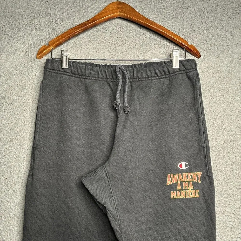Champion x A Ma Maniere x Awake NY Sweatpants Black Size Small Drawstring